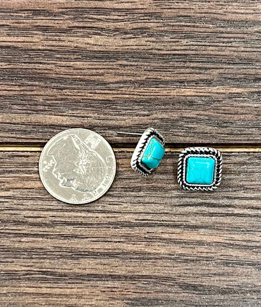 726454, 8mm Square Stone Stud Earrings