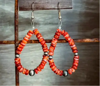 Orange Spiny Oyster Earrings