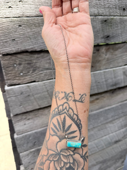 Native Made Chastity Belone Kingman Bar Necklace