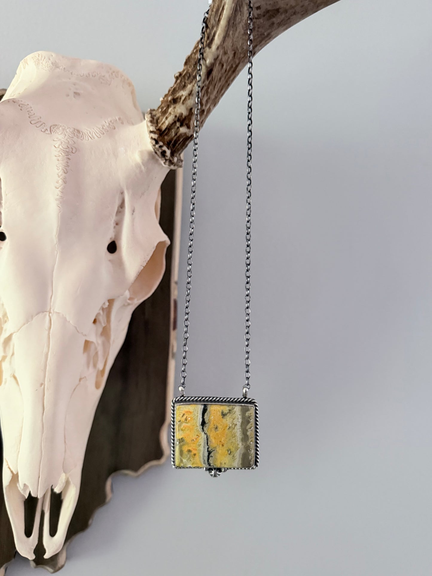 Bumblebee Jasper Sterling Silver Necklace Native Made By Johnny Dixon