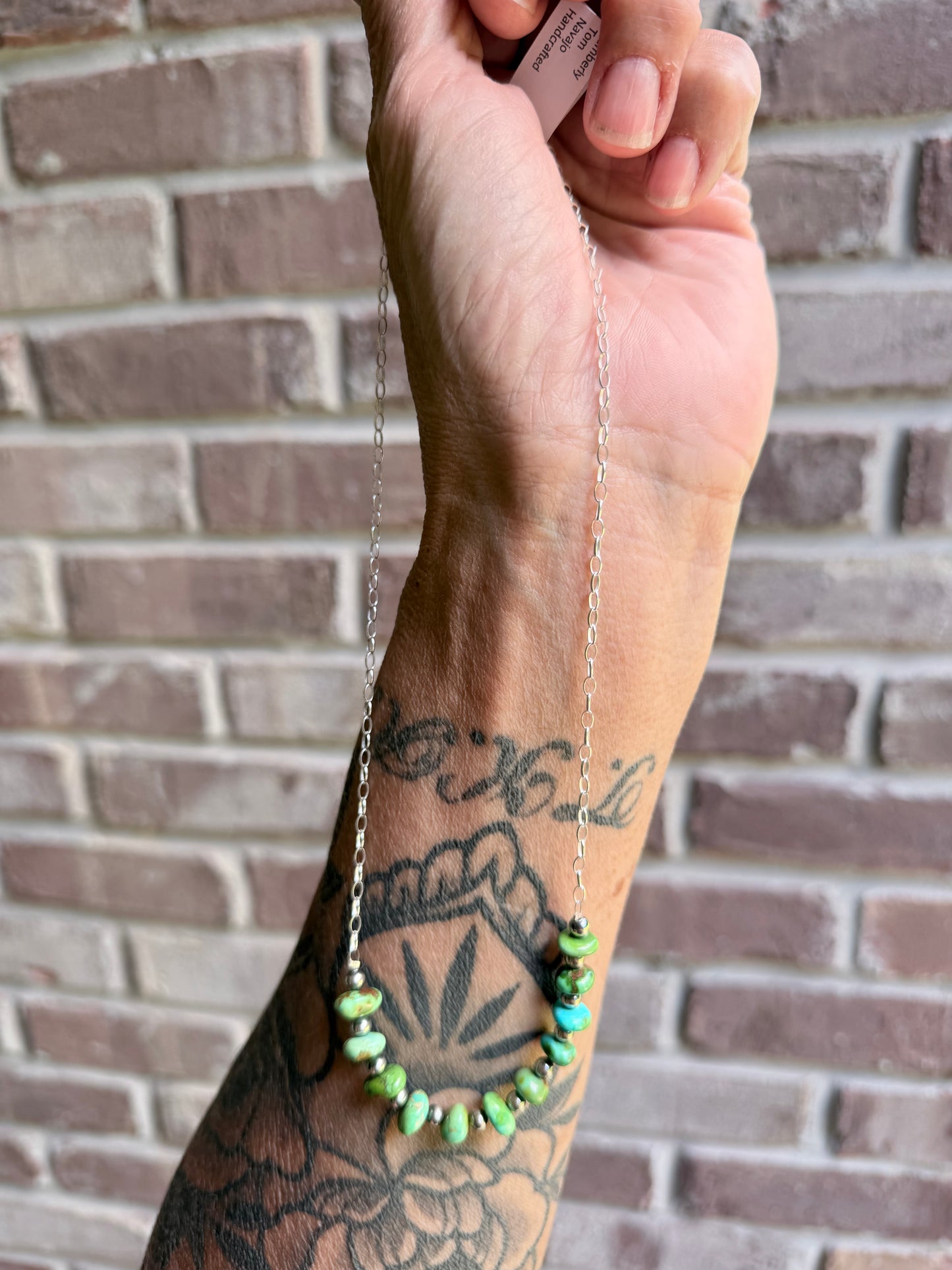 Native Made Sonoran Gold and Sterling Pearl Chain Necklace