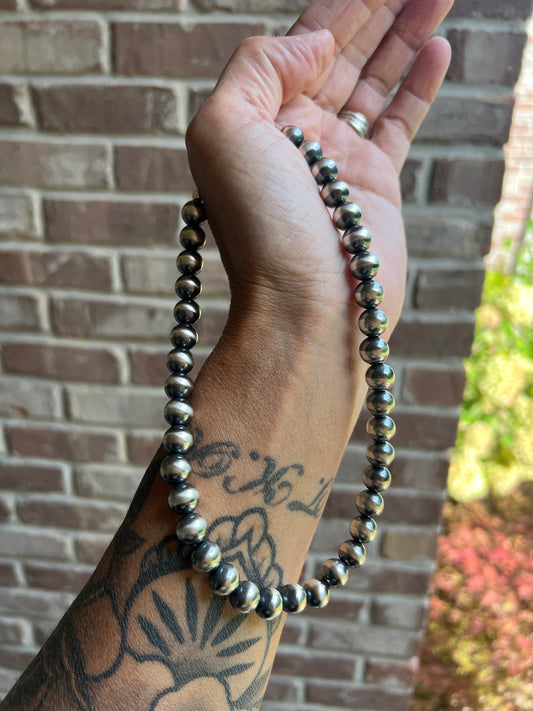 10mm Round Sterling Pearl Necklace