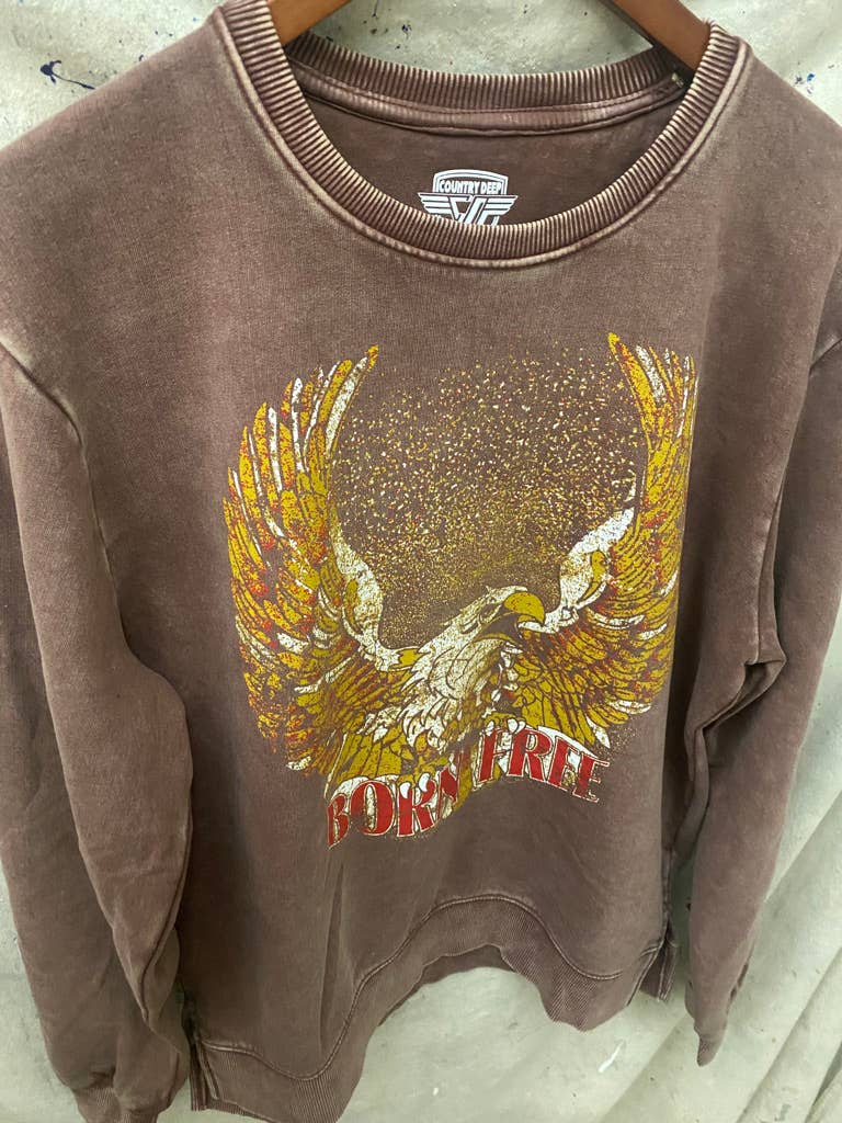 Born Free Acid Wash Crew neck sweatshirt
