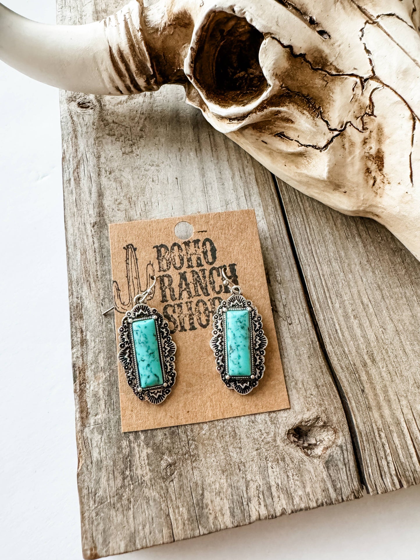 Western Bar Stone Dangle Earrings