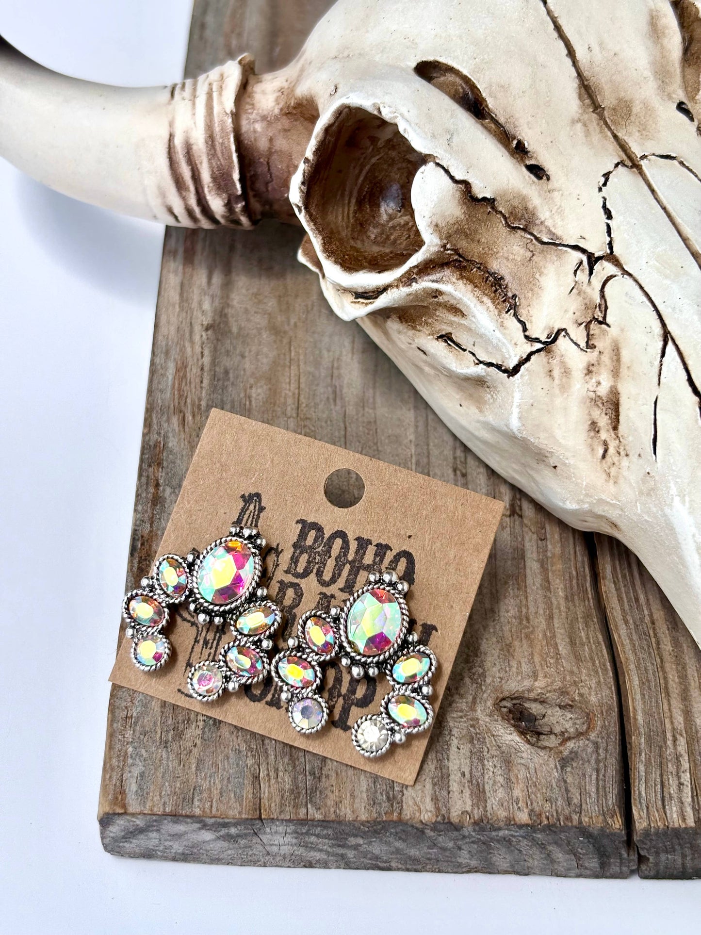 Squash Blossom Stone Stud Earrings