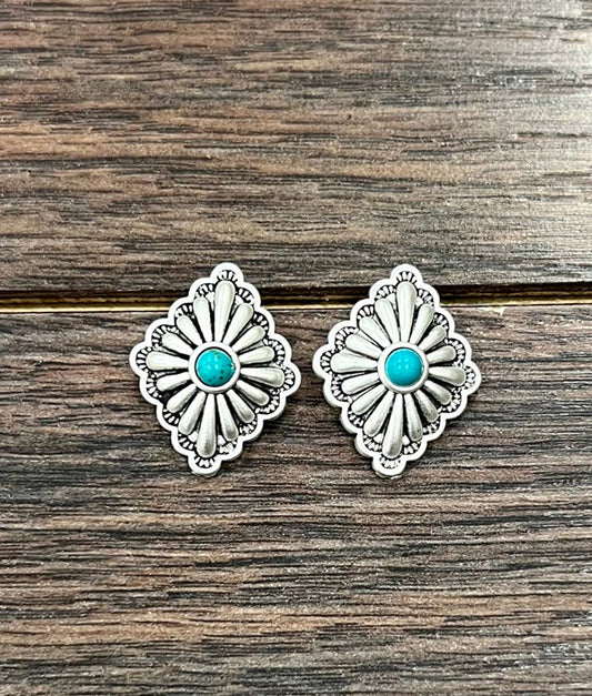 724559, Brass Concho Stud Earrings