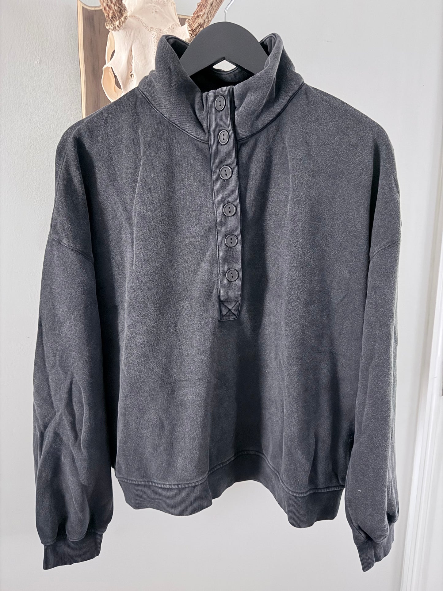 Mineral Wash Button Front Sweatshirt