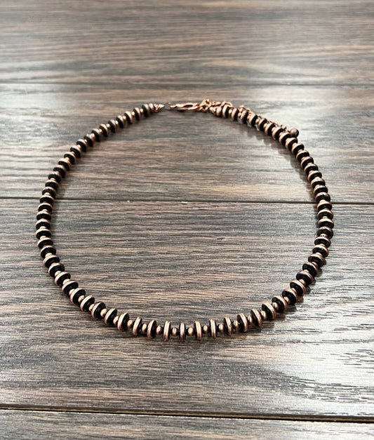 736617, 20" Handmade Rondelle Copper Navajo Bead Necklace