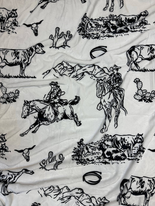 Black & White Cowboys King Size Super Soft Plush Blanket