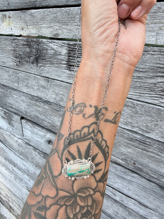 Fox Turquoise Sterling Bar Necklace
