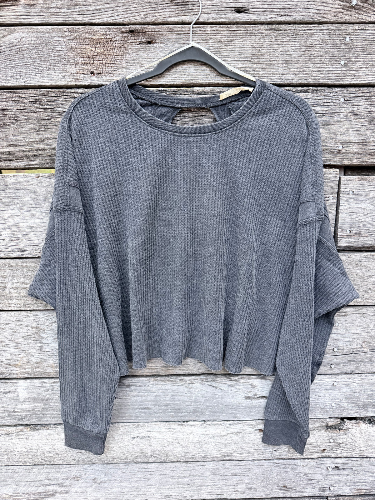Mineral Wash Waffle Open Back Top