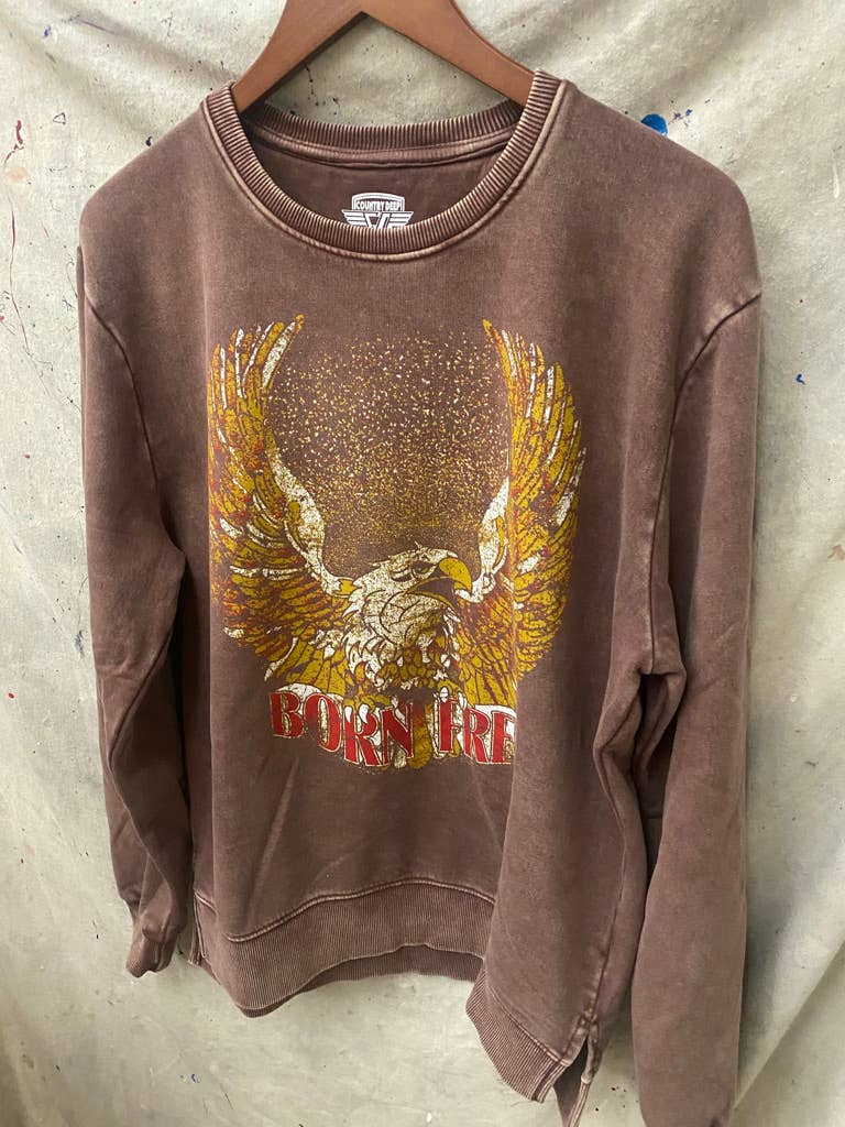 Born Free Acid Wash Crew neck sweatshirt