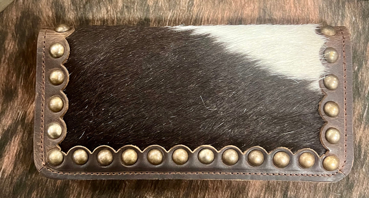 Brown and White Cowhide Wallet