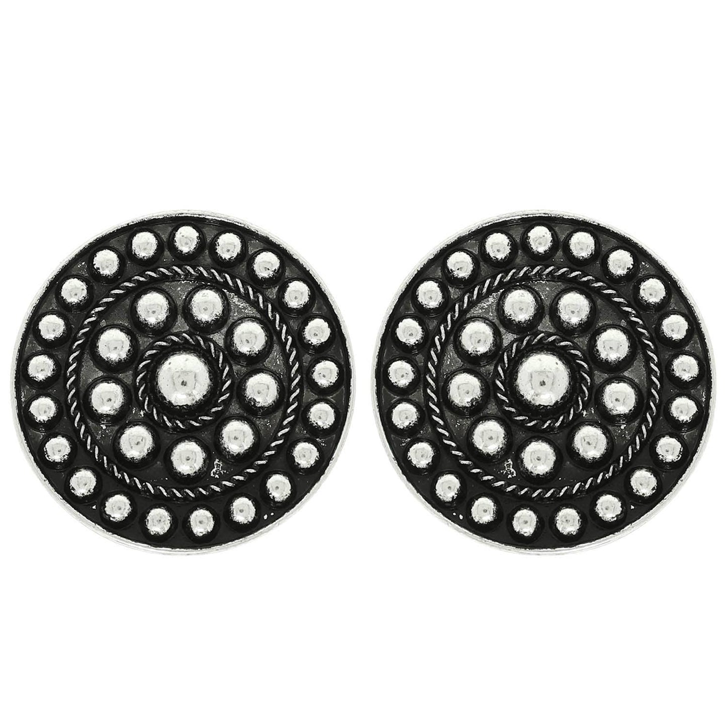 Western Bubble Pattern Round Concho Post Earrings