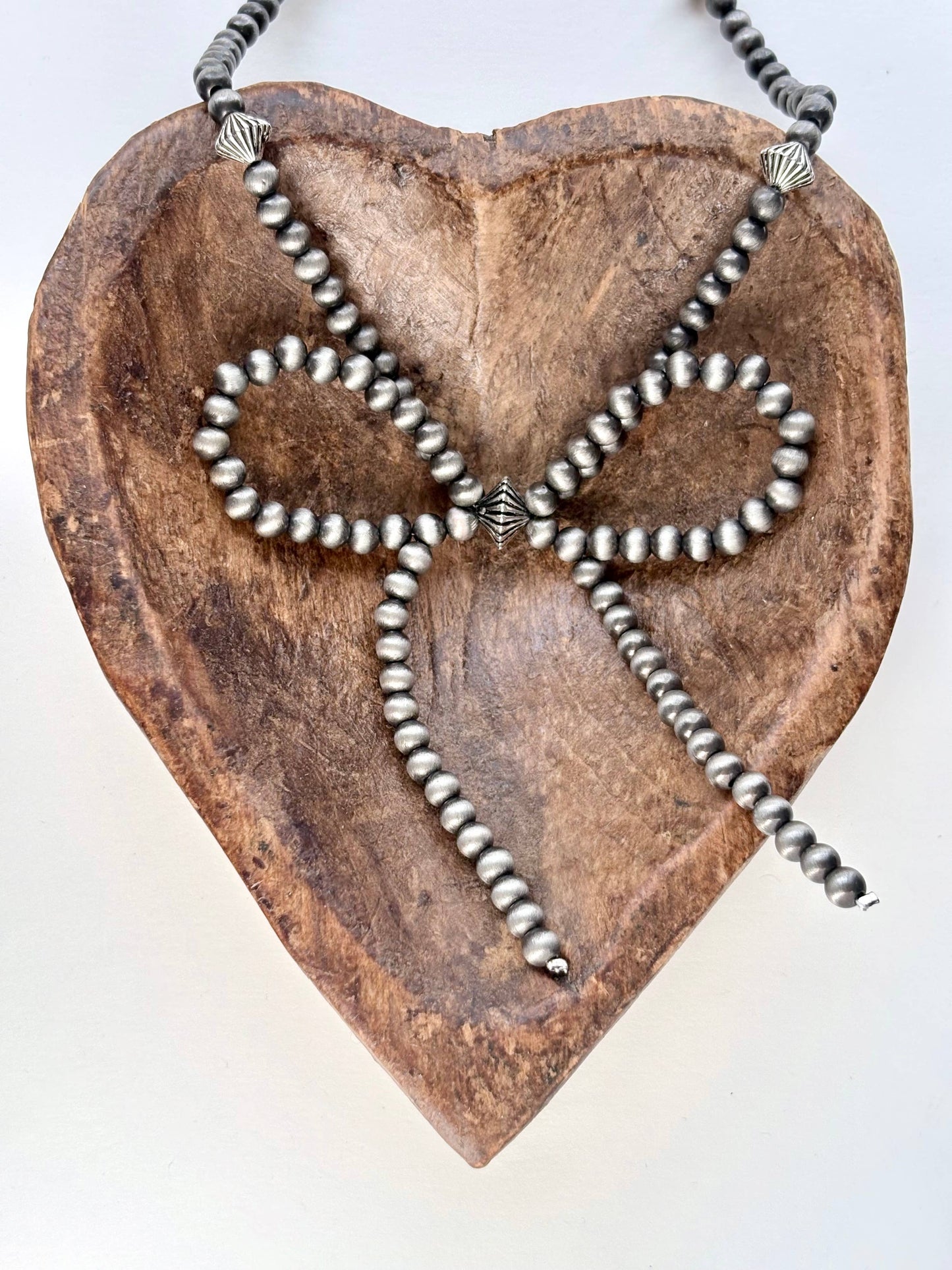 24.5"Western Long Navajo Pearl Coquette Bow Pendant Necklace