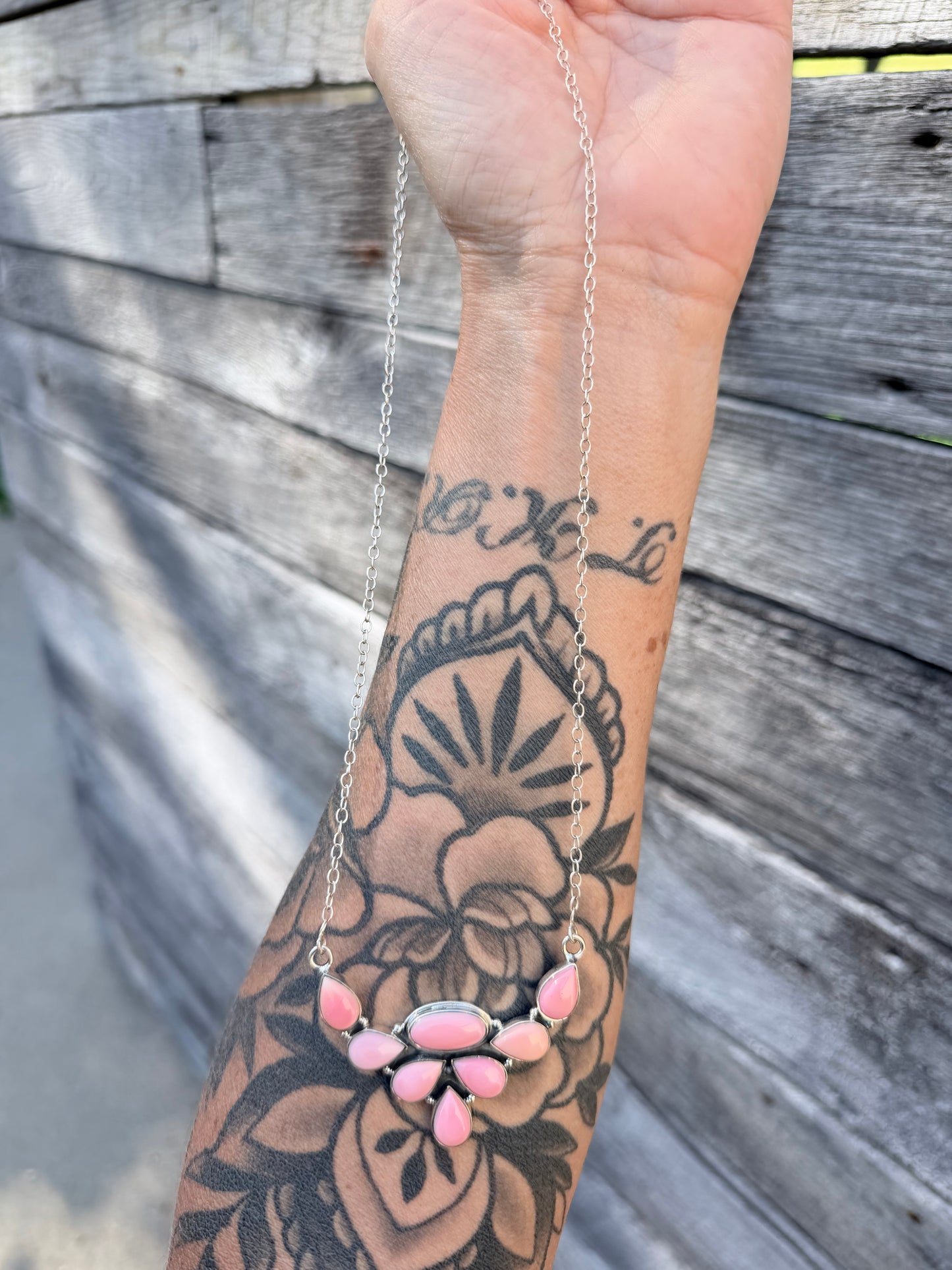 Pink Conch Sterling Silver Chain Necklace