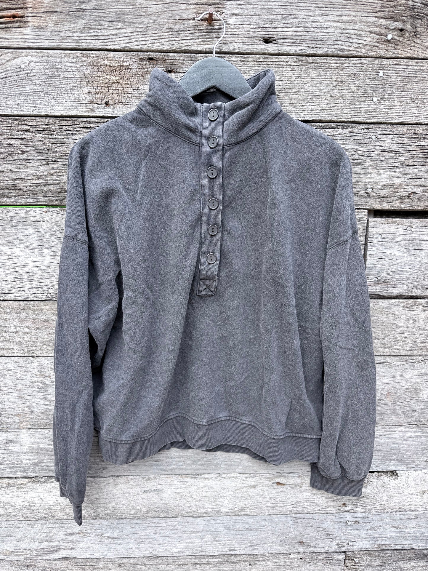Mineral Wash Button Front Sweatshirt