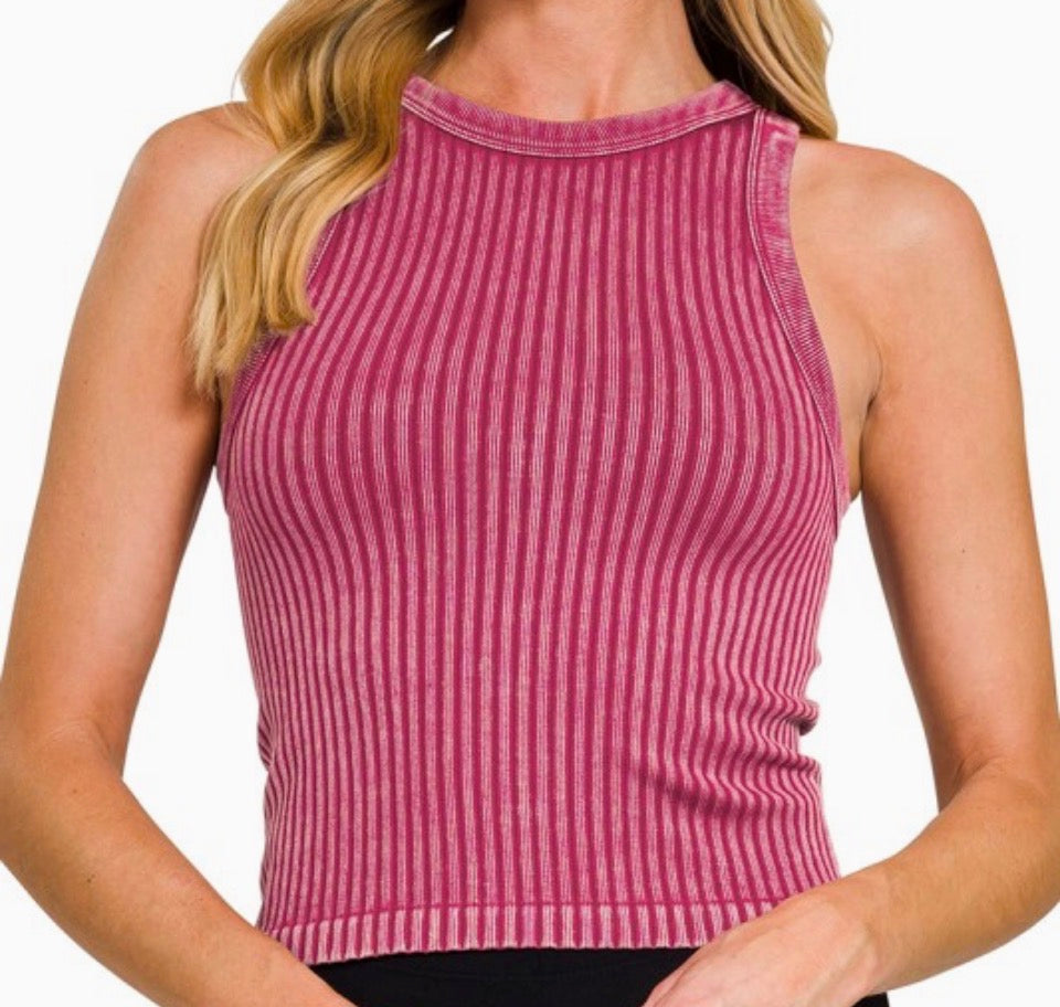 Ribbed Washed Seamless Tank Top