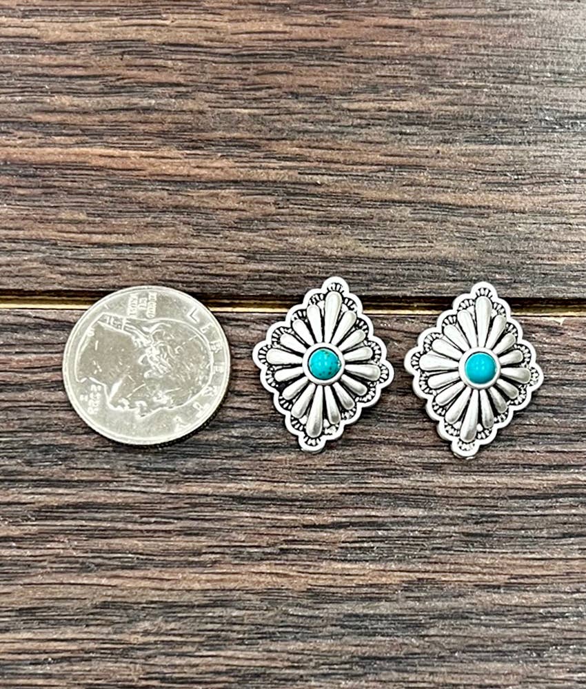 724559, Brass Concho Stud Earrings