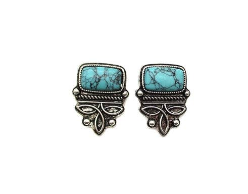 Western Turquoise Boot Stitch Post Earring