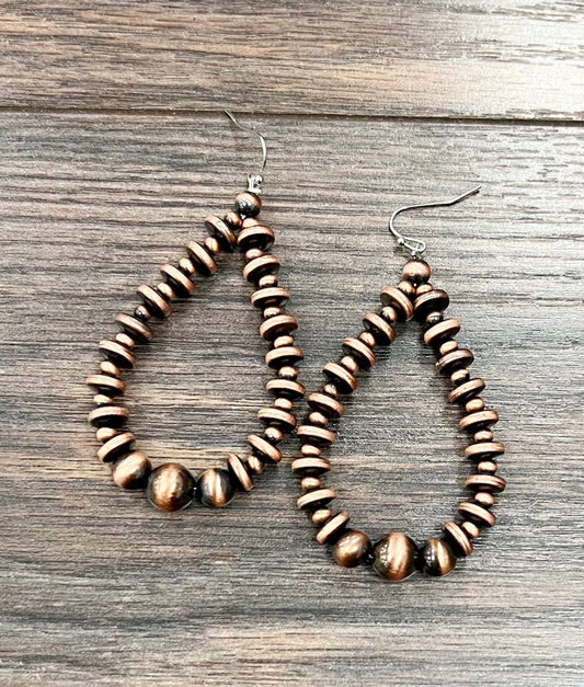 726004, Rondelle Copper Navajo Bead Earrings