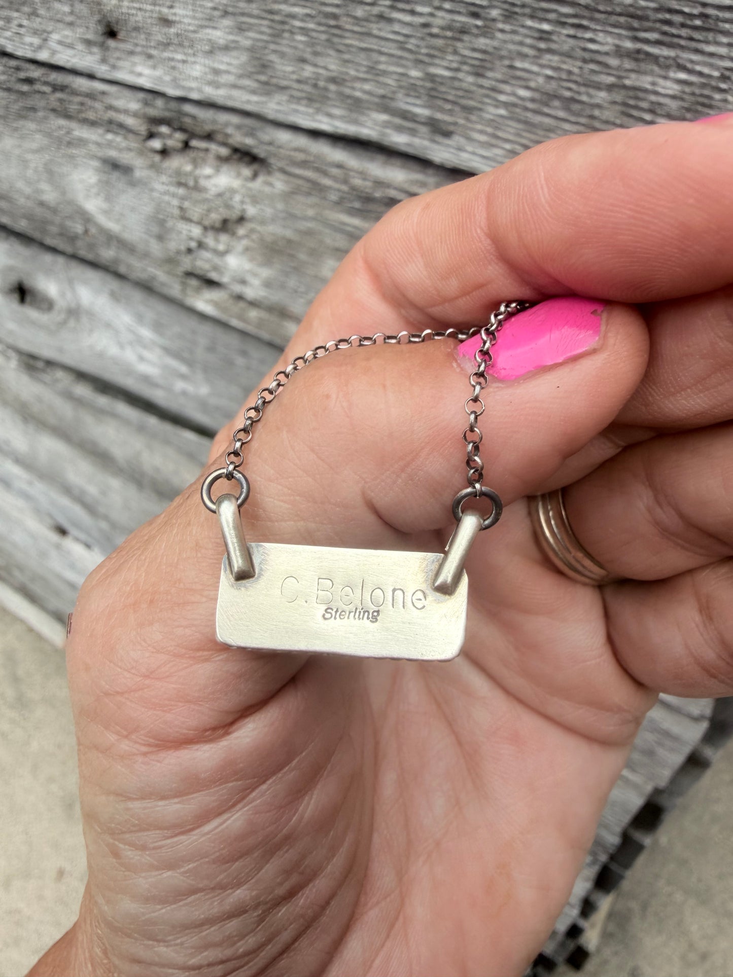 Native Made Chastity Belone Kingman Bar Necklace