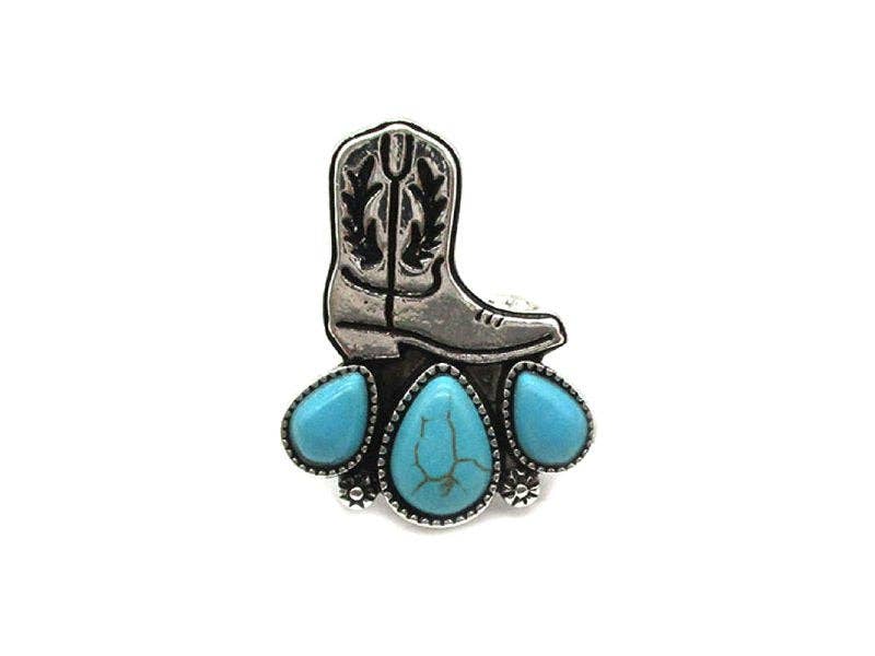 Western Turquoise Boots Cuff Ring