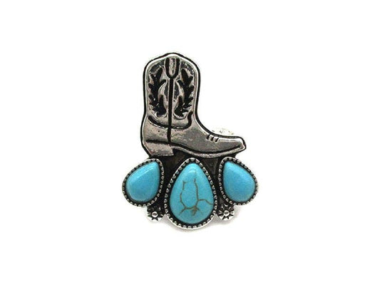Western Turquoise Boots Cuff Ring