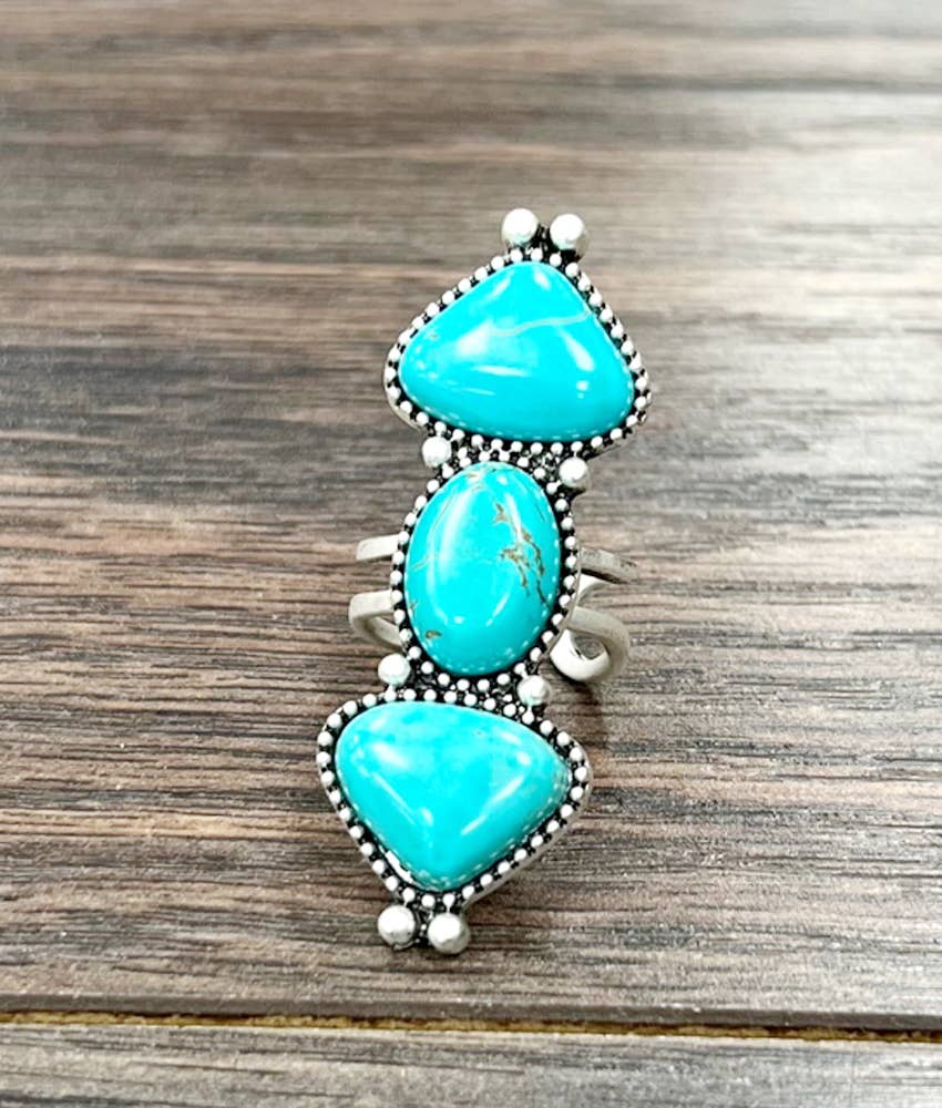 750434, Turquoise Adjustable Ring
