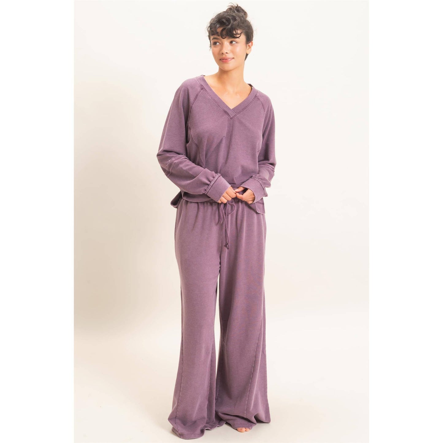 Mineral Washed Wide Leg Pants