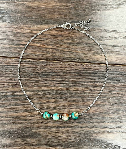 736305, 15" 10mm Round Gemstone Necklace