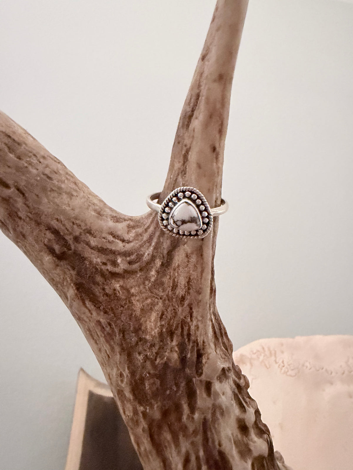 White Buffalo Triangle Shape Ring