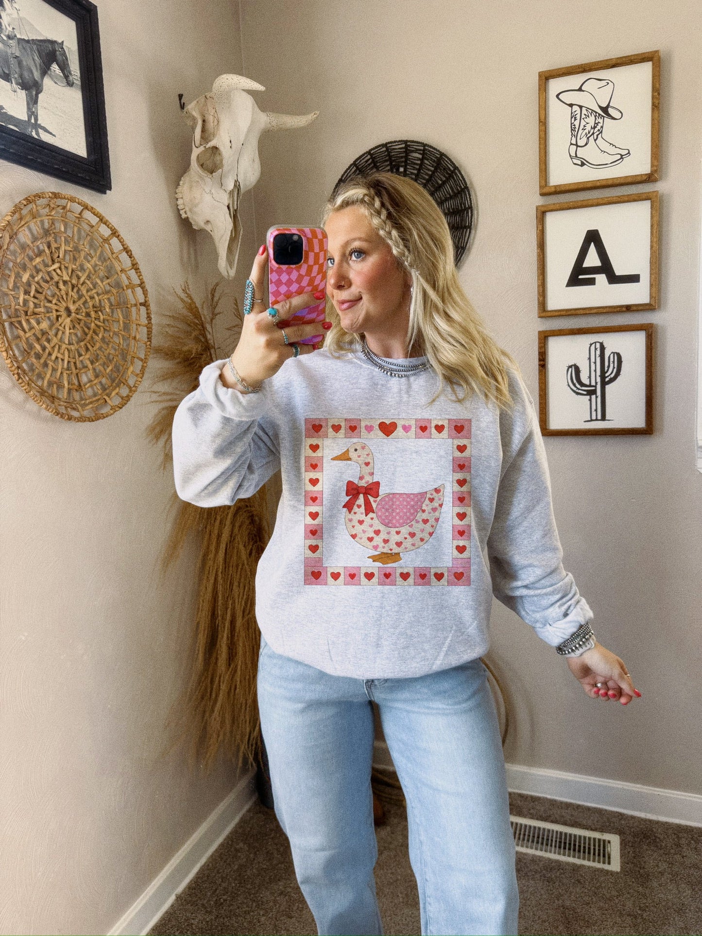 QUILTED HEART GOOSE CREW or TEE