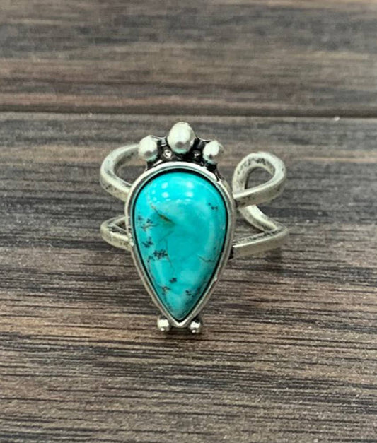 750283, Drop Turquoise Adjustable Ring