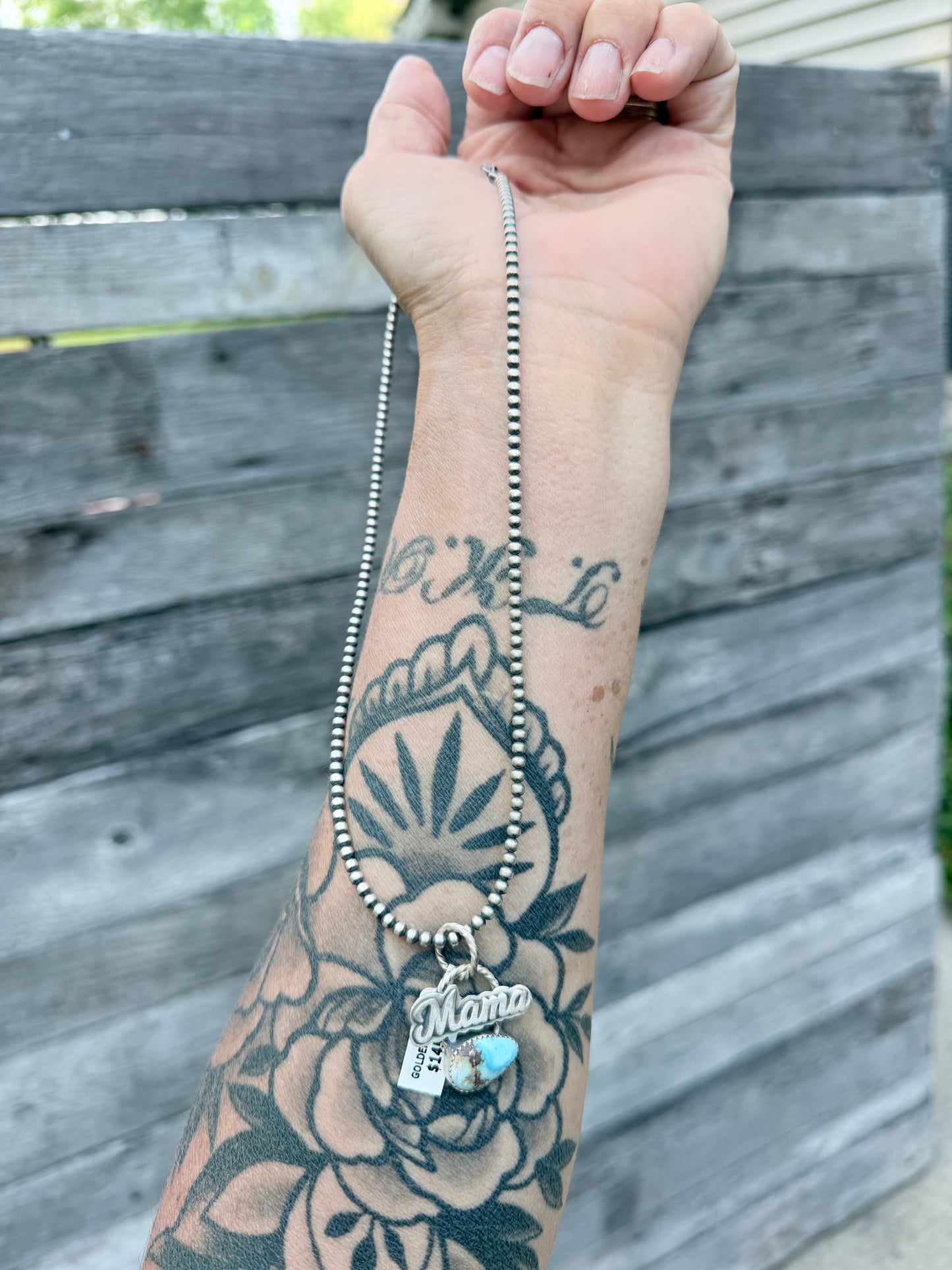 Mama Golden Hills Pendant on 3mm Sterling Pearls