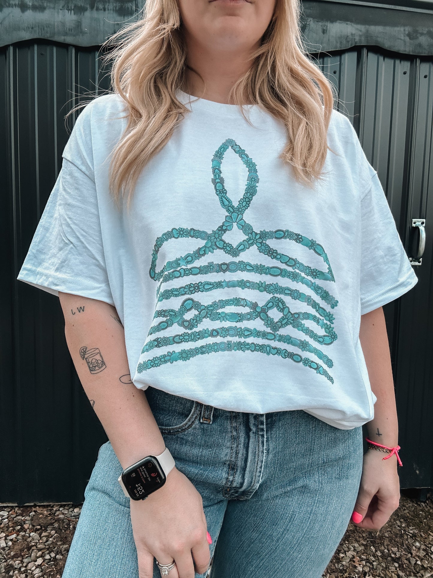 TURQ BOOT STITCH TEE
