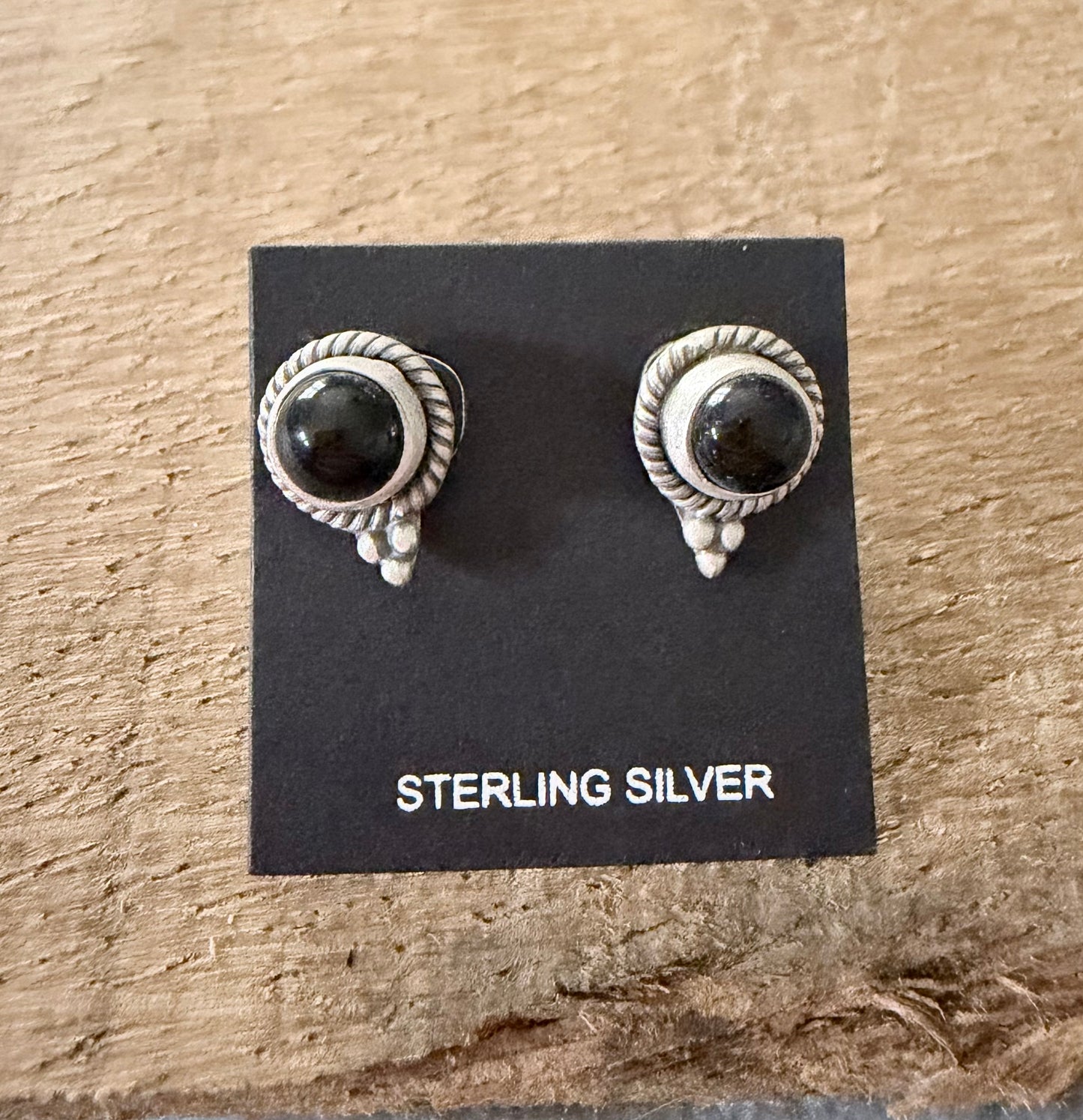 Black Onyx Sterling Silver Stud Earrings