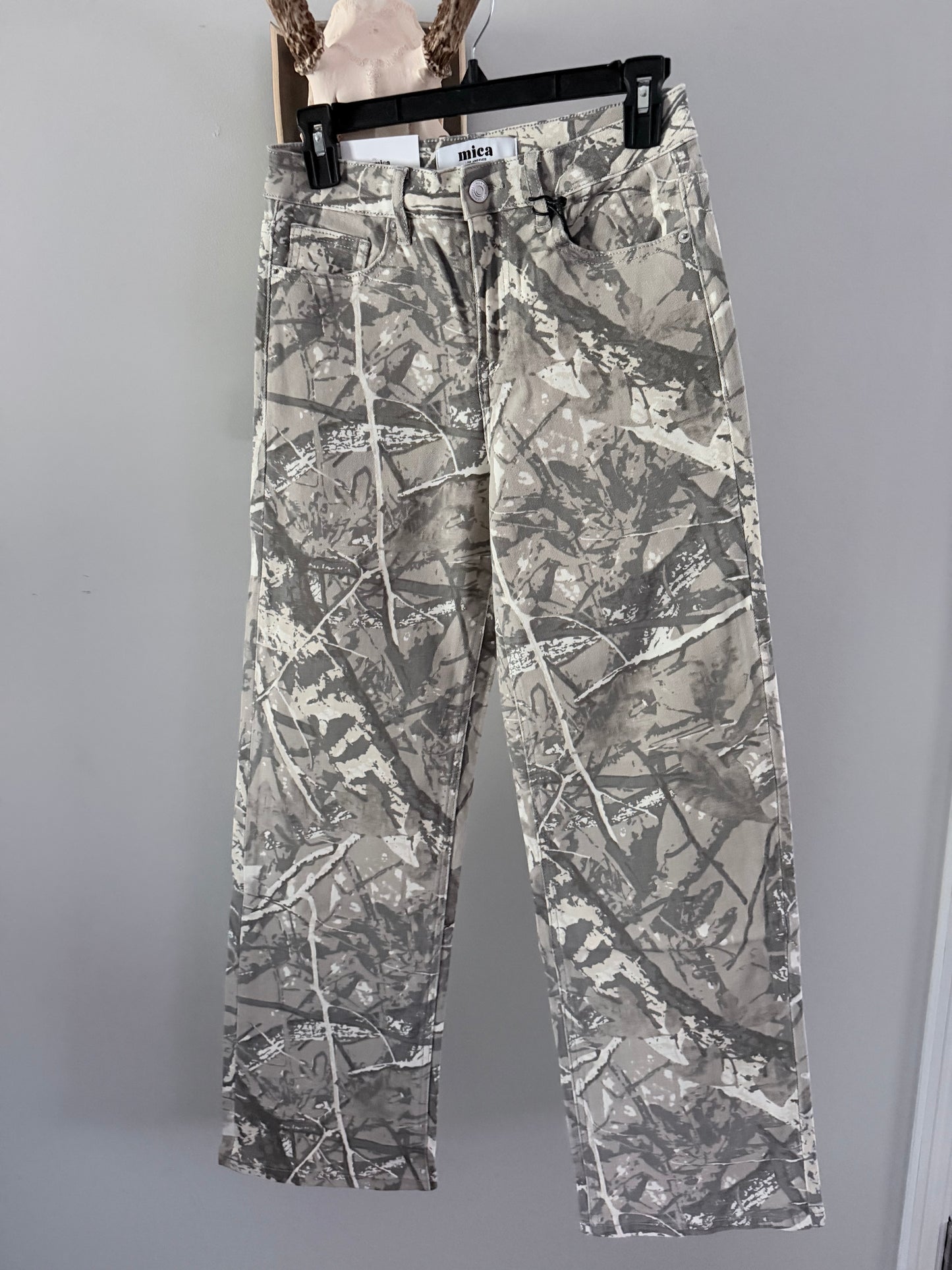 High Rise Wide Leg Crop Camo Jeans