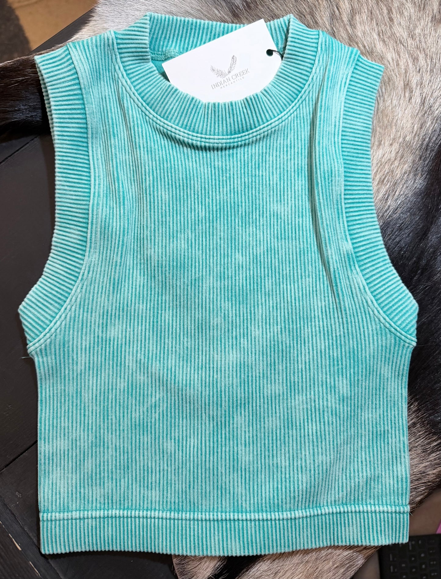 Zenana Mineral Wash Ribbed Tank
