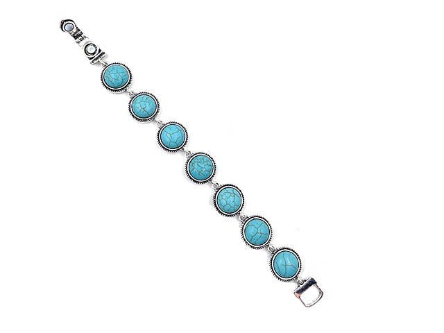 Western Round Turquoise Magnetic Bracelet