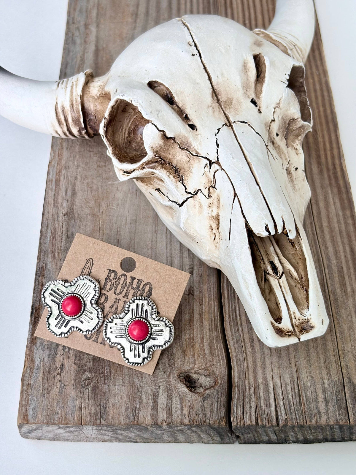 Western Style Cross Turquoise Stone Stud Earrings