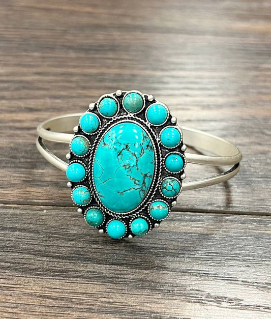 711303, Turquoise, Brass Cuff Bracelet