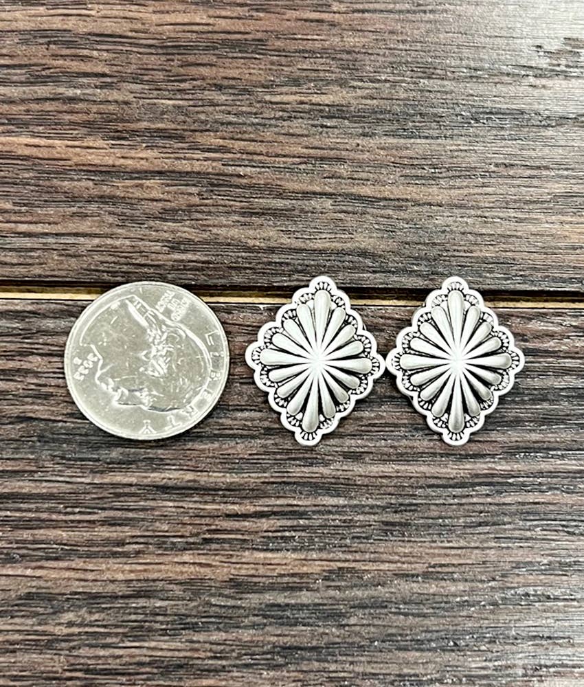 724558, Brass Concho Stud Earrings