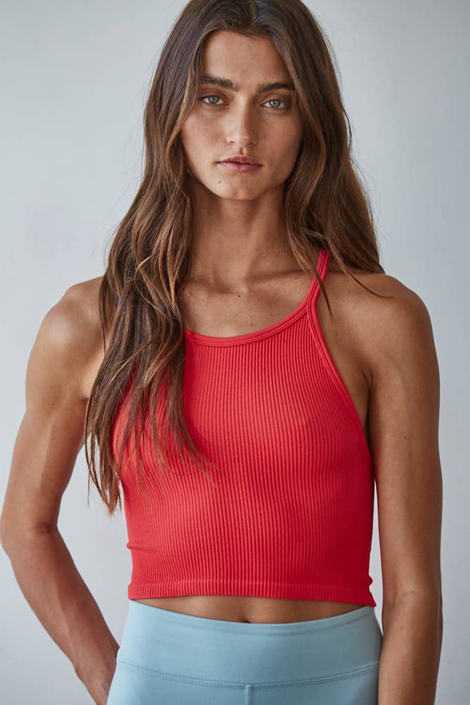 Seamless Sleeveless Halter Neck Tank Top