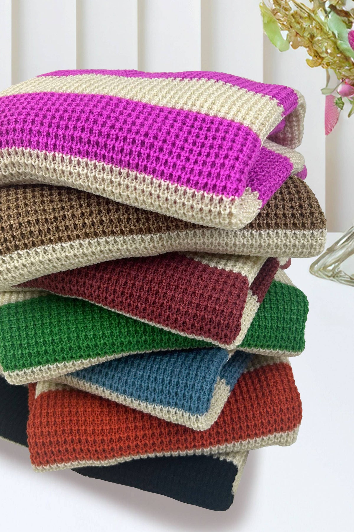 Loose Fit Striped Round Neck Long Sleeve Sweater