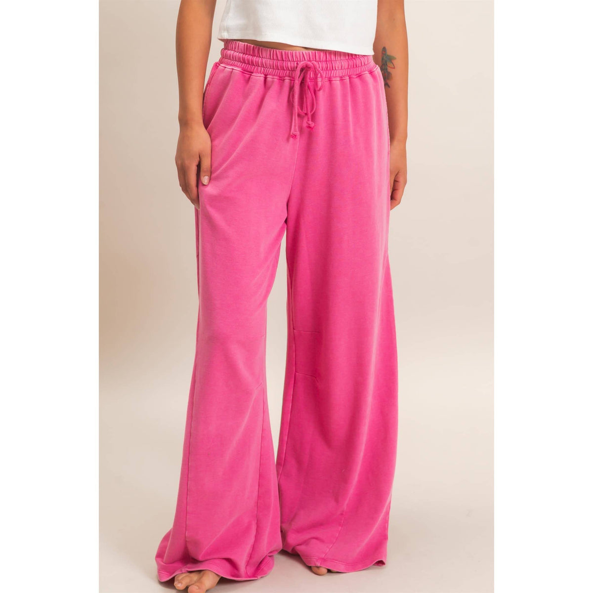 Mineral Washed Wide Leg Pants