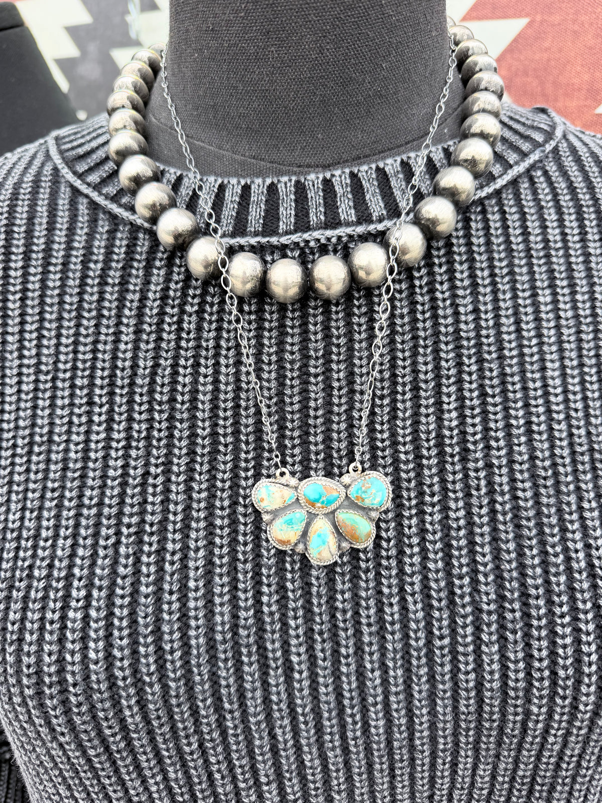 Fox Turquoise Half Cluster Necklace