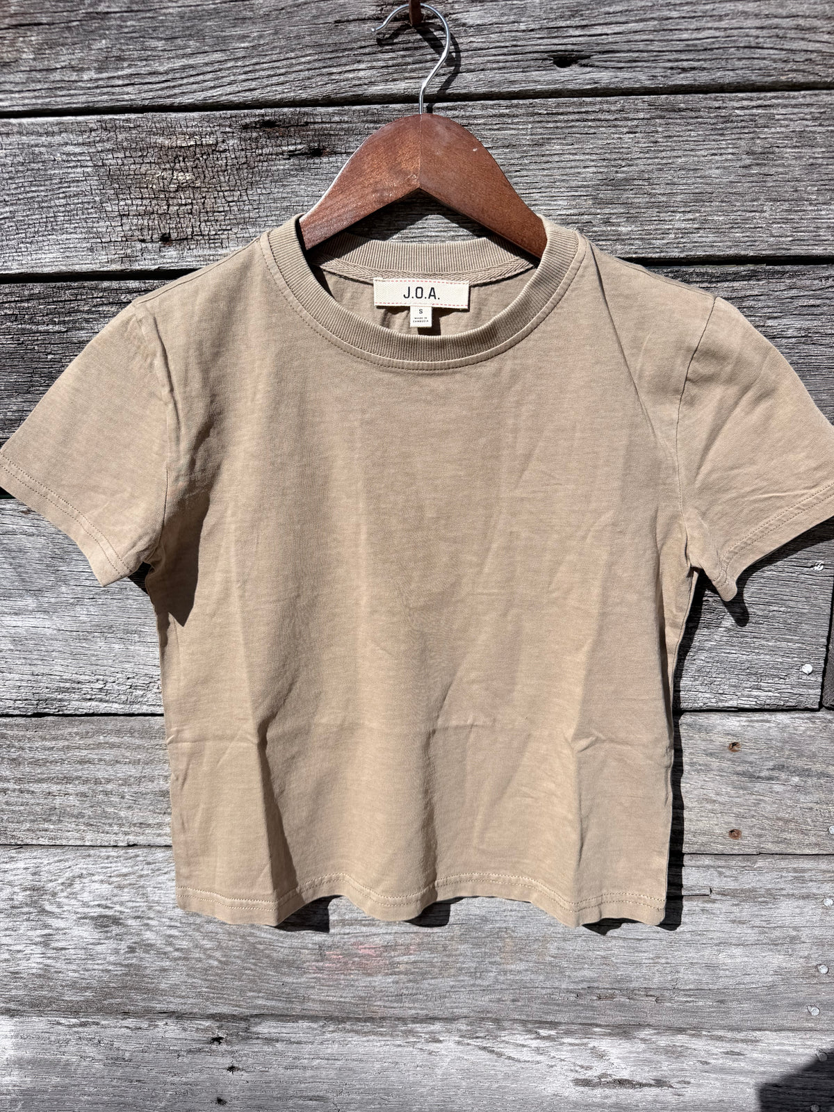 WASHED SHORT SLEEVE CROPPED KNIT T-SHIRT