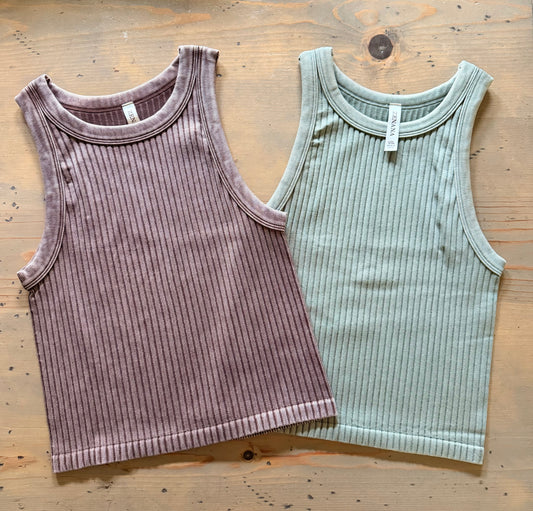 Ribbed Washed Seamless Tank Top