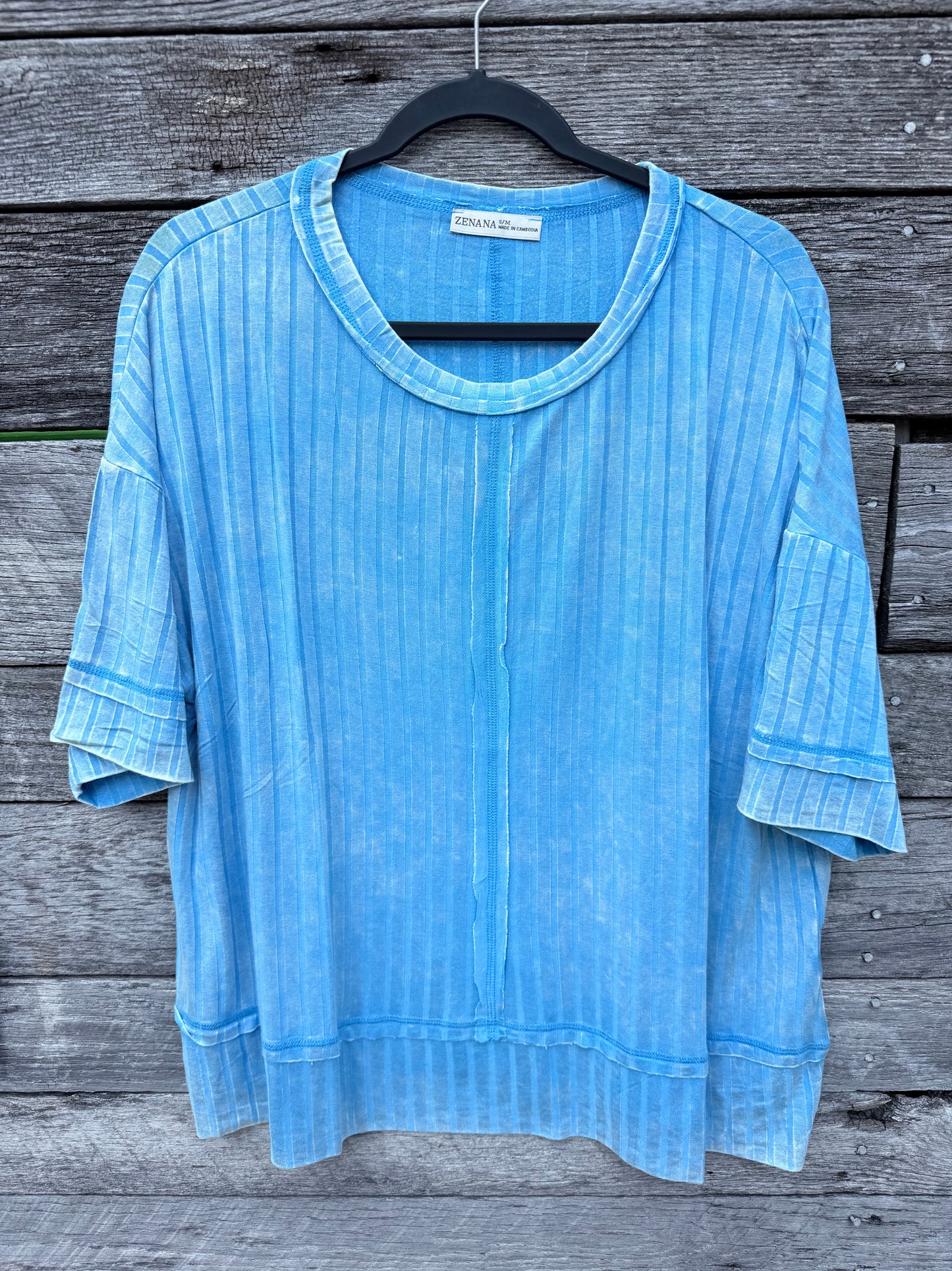 Ribbed Short Sleeve Mineral Wash Top